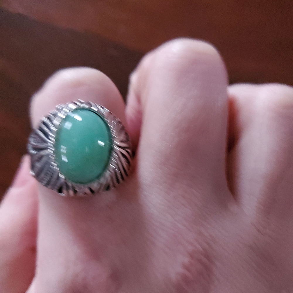 Aqua Stone Statement Ring Sz 9.75